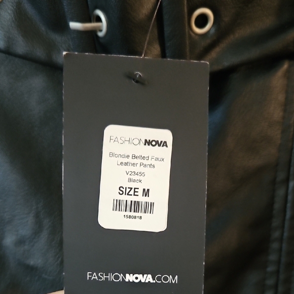 Fashion Nova Black Belted Faux Leather Pants - Picture 4 of 6